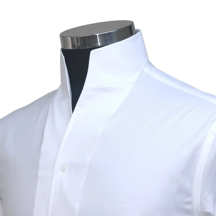 Mens White High Collar Dress Shirt Elegant and Timeless Fashion Choice